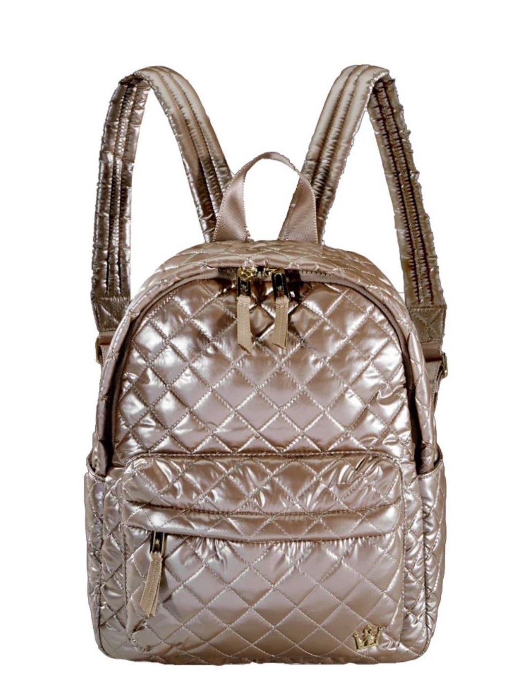 Oliver Thomas 24/7 Tablet Backpack, Quilted Metallic Rose Gold